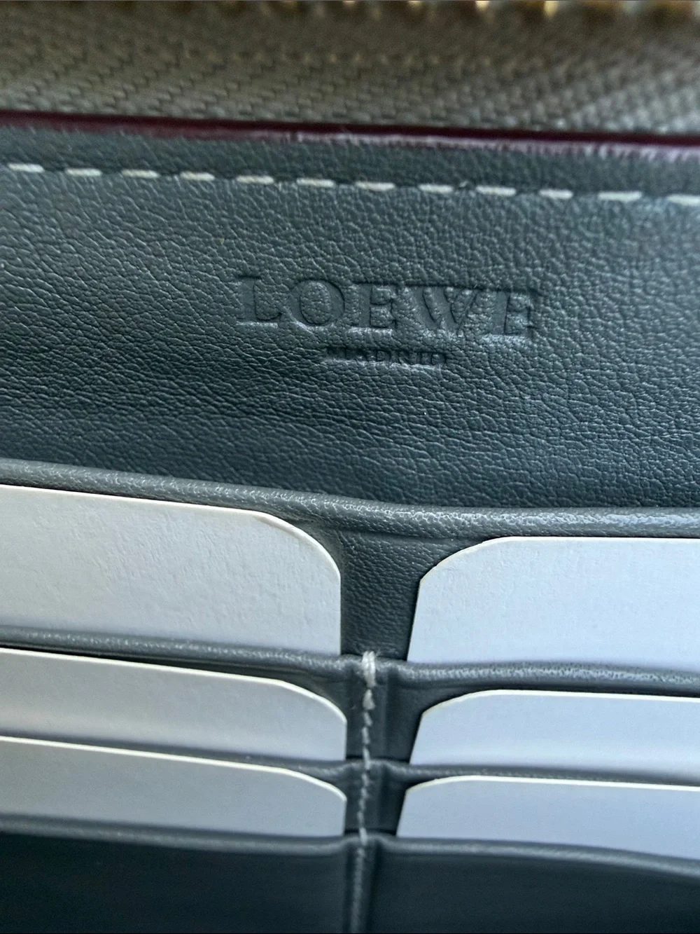Loewe Vintage Beige and Gray Monogram Zip-Around Logo Wristlet Wallet